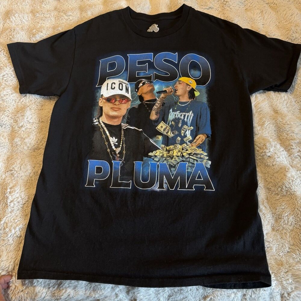 Peso Pluma Graphic Heavyweight Black T-Shirt Mens Small Youth Large